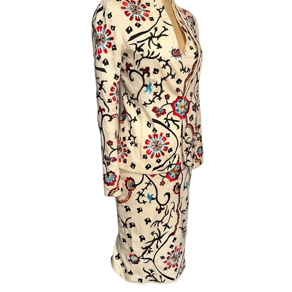 Alice & Olivia Jacki Embroidered Sheath MIDI Dress Jacket 2 Piece Set Size 2 - Picture 2 of 9